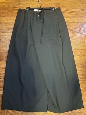 Marni Black Wide Legged Cropped Pant with Red Logo Tag